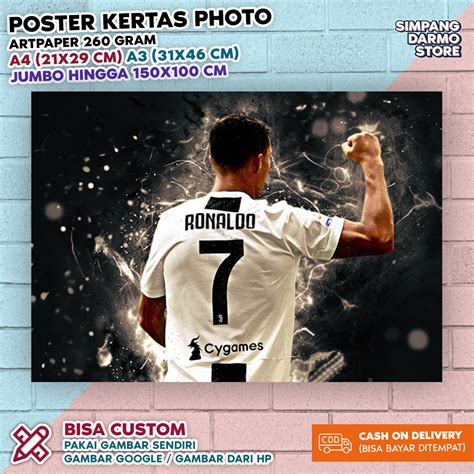 Poster Cristiano Ronaldo Cr7 Ukuran A4 A3 Besar Kecil Bisa Custom Foto