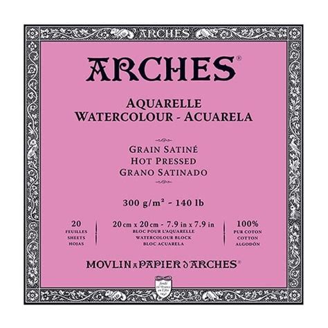 Arches Watercolor Block 79x79 140lb Hot Press 20 Sheets Jerrys