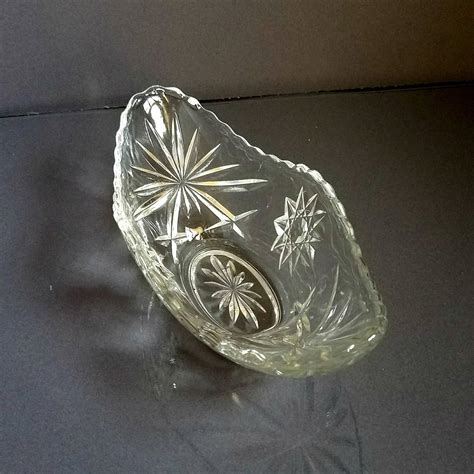Vintage Pressed Glass Eapc Glass Boat Vintage Glass Dish Anchor