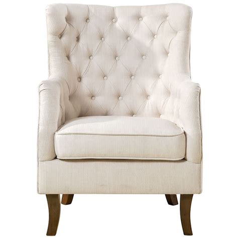 Norfolk Cream Linen Tufted High Back Arm Chair Tufted Chairs Living