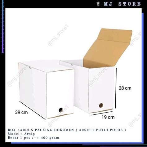 Jual Box Arsip 1 Putih Polos • 39x19x28cm • Kotak Kardus Arsip