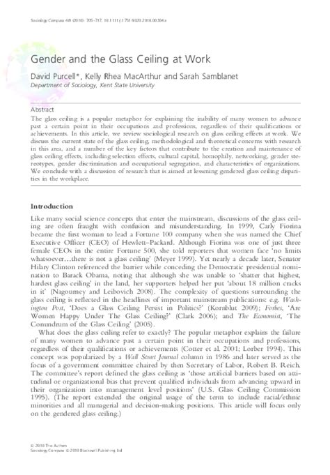 Maybe you would like to learn more about one of these? (PDF) Gender and the Glass Ceiling at Work | Sarah S ...