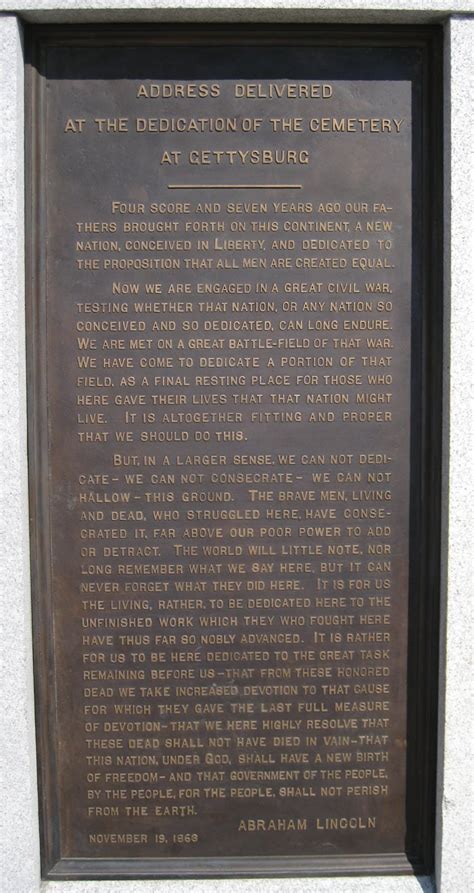 Public Domain Picture | The Gettysburg Address, on a plaque on the battlefield at Gettysburg ...