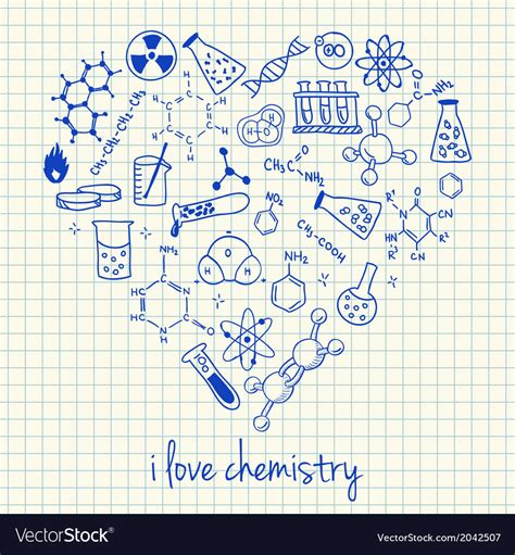 I Love Chemistry Doodles In Heart Royalty Free Vector Image