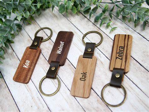 Wood Keychain Blank Personalized Wood Keychain Engravable Etsy