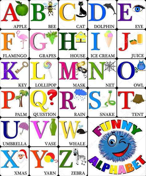 Grappige Alfabet Met Fotos Voor Kinderen Alle Letters — Stockvector