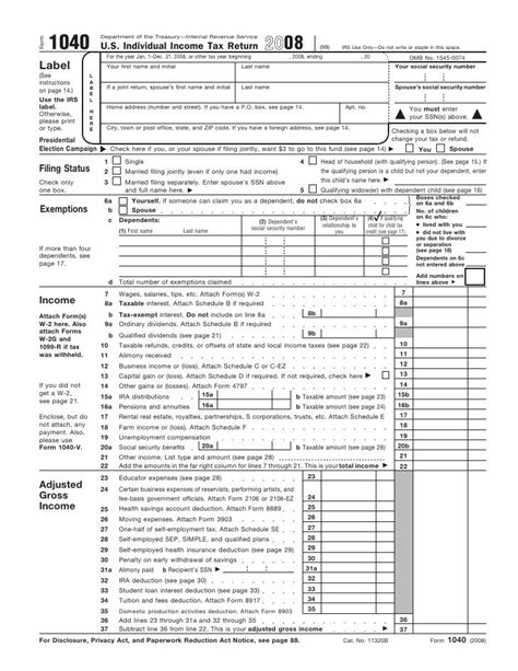 Form 1040 Us Individual Income Tax Return