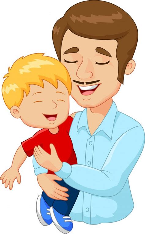 Dibujos animados feliz familia padre con hijo Vector Premium Papa caricatura Animación de