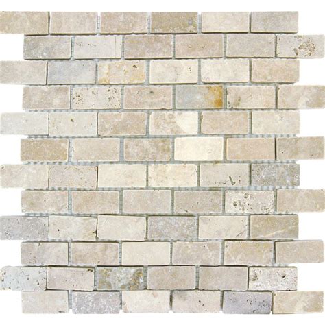 Emser trav vino tumbled cream 3.86 in. MS International Chiaro Brick 12 in. x 12 in. x 10 mm Tumbled Travertine Mesh-Mounted Mosaic ...