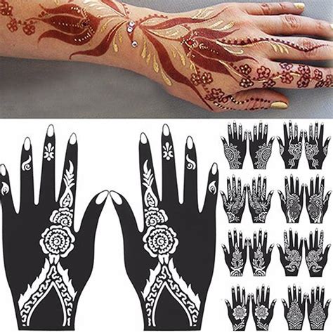 Buy Hand Tattoo Stickers 2 Pcs Henna Stencil Temporary Hand Tattoo