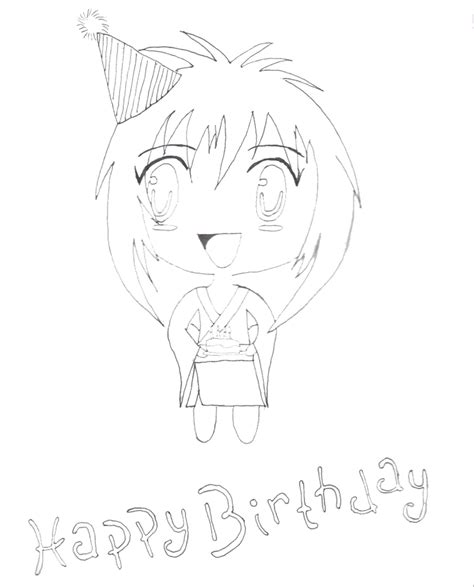 Image of amazing happy anime drawings happy birthday rii by. Happy Birthday Chibi Lineart by BlacklightTrance on DeviantArt
