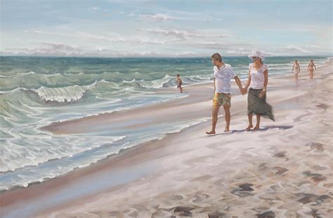 Beach Walking Painting By Gary M Long Fine Art America