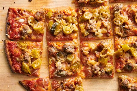 Chicago Thin Crust Tavern Style Pizza With Sausage And Giardiniera