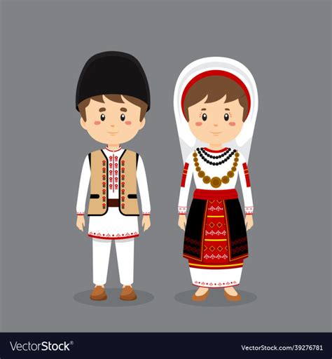 Couple Character Wearing Romanians National Dress Nohat Free For