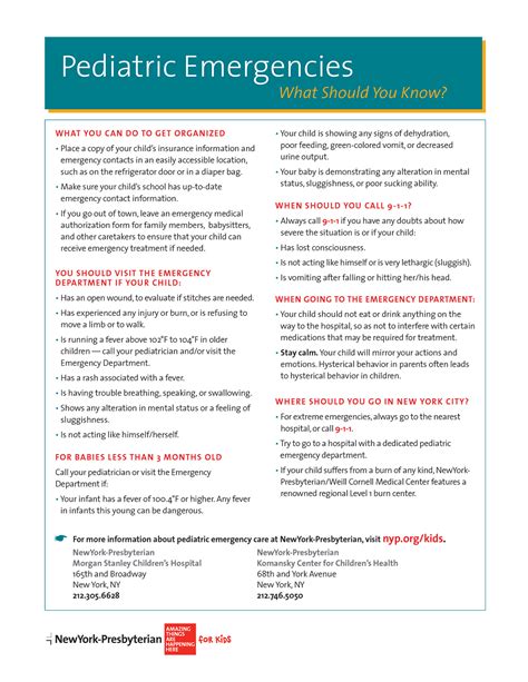 Pediatric Emergencies What You Should Know Tip Sheets Newyork