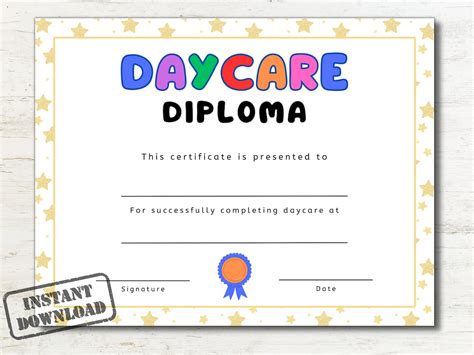 Daycare Graduation Daycare Certificate Daycare Diploma Preschool