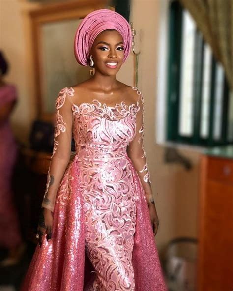Best 25 Naija Lace Styles For Wedding Aso Ebi Isishweshwe Lace Gown Styles Lace Dress