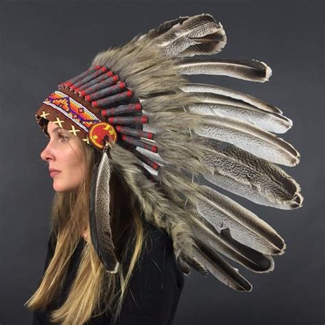 indian headdress of real wild turkey feathers and natural catawiki