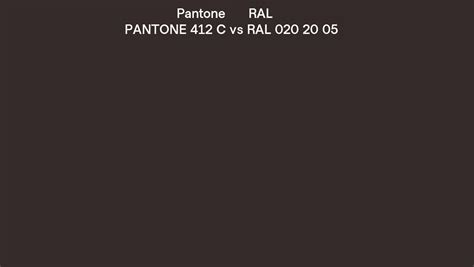 Pantone 412 C Vs Ral Ral 020 20 05 Side By Side Comparison