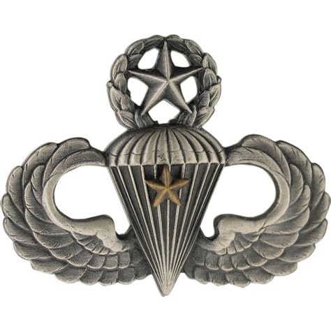 Army Combat Parachutist First Award Master Pin On Badges Silver