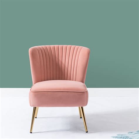 Monica Side Traditional Style Velvet Accent Chair In Pink