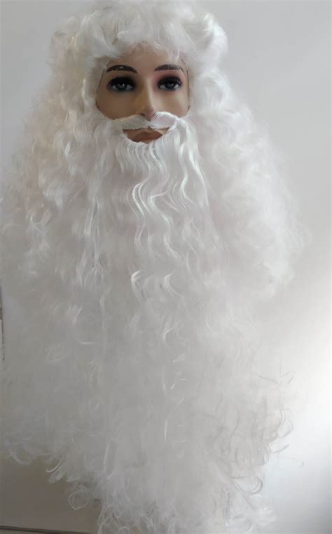 Professional Santa Claus Set Wig Beard And Eyebrows White Color Etsy