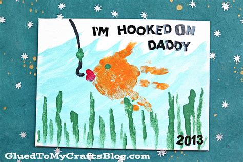Handprint Fish Im Hooked On Daddy Canvas