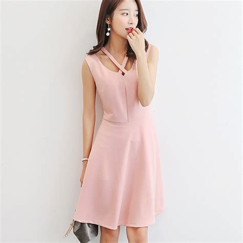 Korean Dress Women Clothing Bodycon Dress Slim Show Thin Sleeveless Cute Dress Summer Fashion
