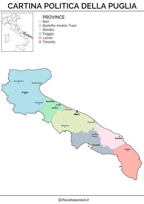 Cartina Muta Fisica E Politica Della Puglia Da Stampare