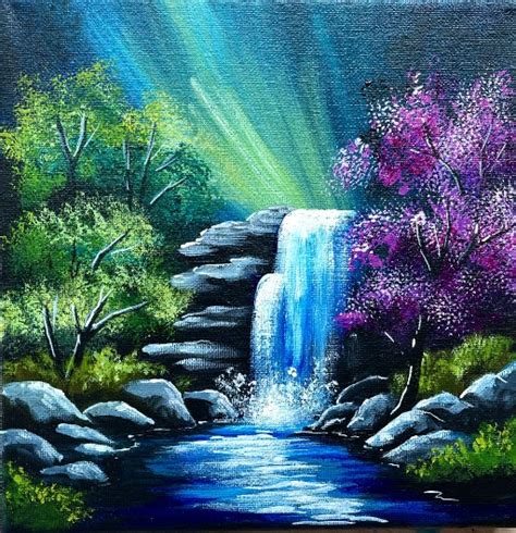 Easy Waterfall Landscape How To Paint Acrylics For Beginners Paint