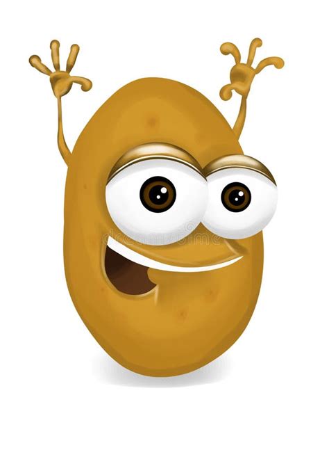 Happy Potato Cartoon Character Laughing With Joyfully Raised Arms Stock