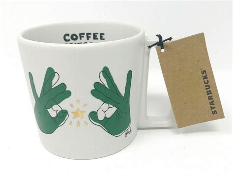 New Starbucks Asl Deaf Sign Language Coffee Mug Limited Edition Cup Mug