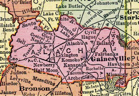 Map Of Alachua County Florida 1917