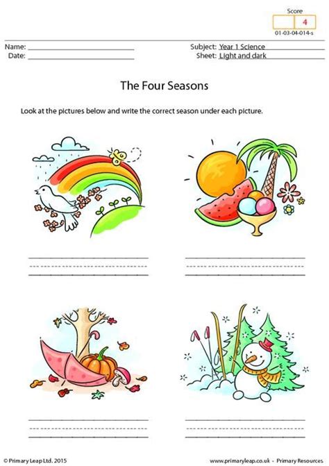 Writing The Four Seasons Worksheet Seasons Worksheets Weather