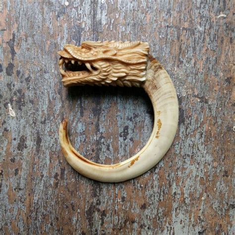 Boar Tusk With Dragon Head Deer Antler Carved By Febby Pamungkas