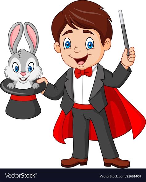 Illustration Of Magician Pulling Out A Rabbit From His Top Hat