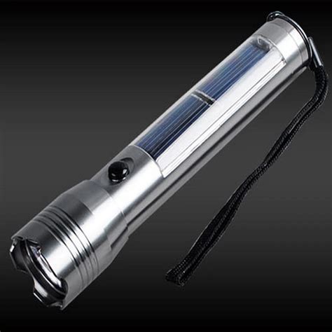 Solar High Powered Flashlight Rechargeable 3w 200lumens Stainless