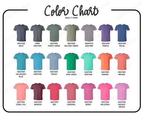 Every Heather Shirt Color Digital File All 21 Colors 2021 Etsy