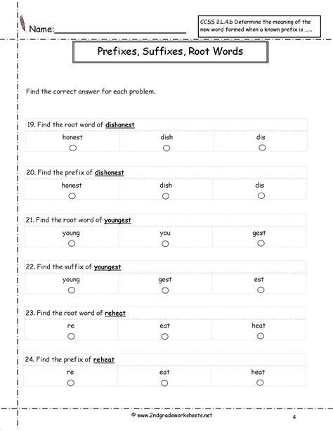 Suffix And Prefix Worksheet For Grade 2