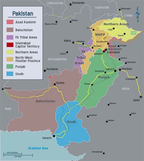Detallado Mapa De Regiones De Pakist N Pakist N Asia Mapas Del Mundo