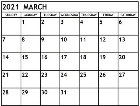 Get 2021 calendar printable template, blank calendar 2021 printable with notes. March 2021 Monthly Calendar Templates | August calendar ...