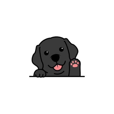 Premium Vector Cute Black Labrador Retriever Puppy Waving Paw Cartoon
