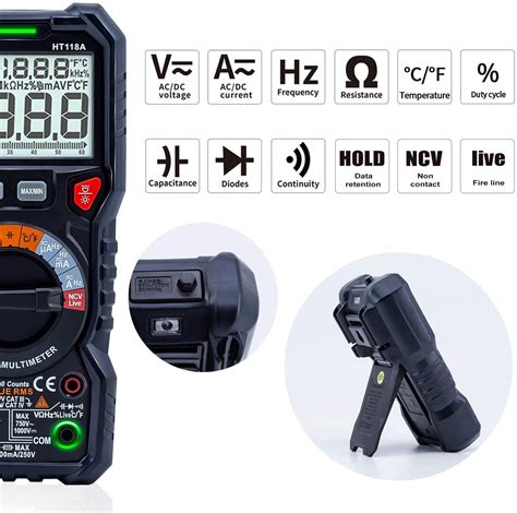 Measure true rms ac voltage (600v) or current (200a). KAIWEETS Digital Multimeter, TRMS 6000 Counts Volt Meter ...