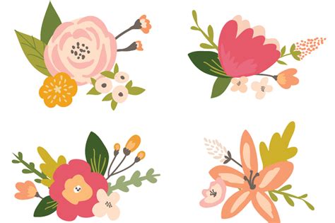 Flower Bunches Clip Art Tropical ~ Illustrations On