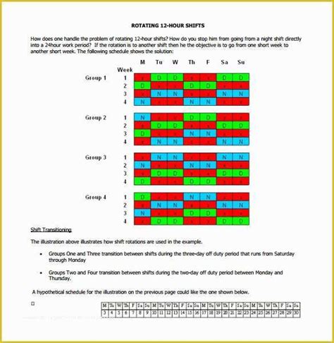 12 Hour Work Schedule Template Free Of 12 Hour Shift Schedule Template