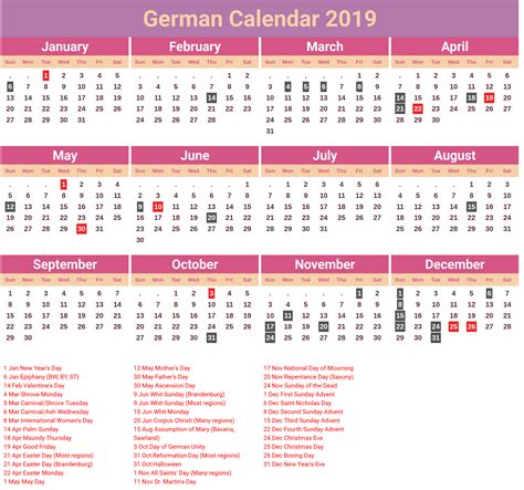 Bavarian Holidays 2023 Printable Template Calendar