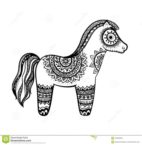 Pinta beautiful drawings of horses, may also help the smallest of the house, the kids love the horses and pets in. Horse Mandala Adult Anti Stress Coloring Page Stock Vector ...