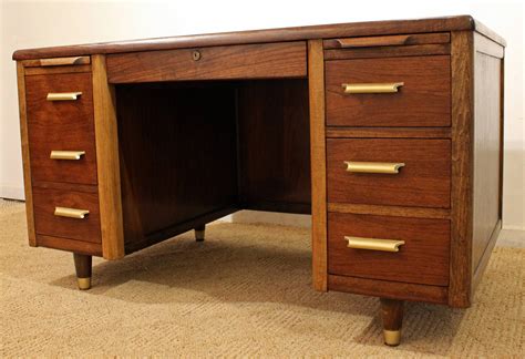 Mid Century Desk Mid Century Modern Walnut Executive Desk W Pull Out Shelves