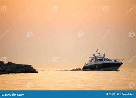 Boat With Dinghy In Sea Editorial Photo Image Of Orange 55309101