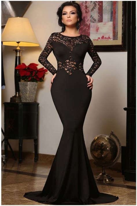 European Style Splice Elegant Tight Black Mermaid Dress Cw29111